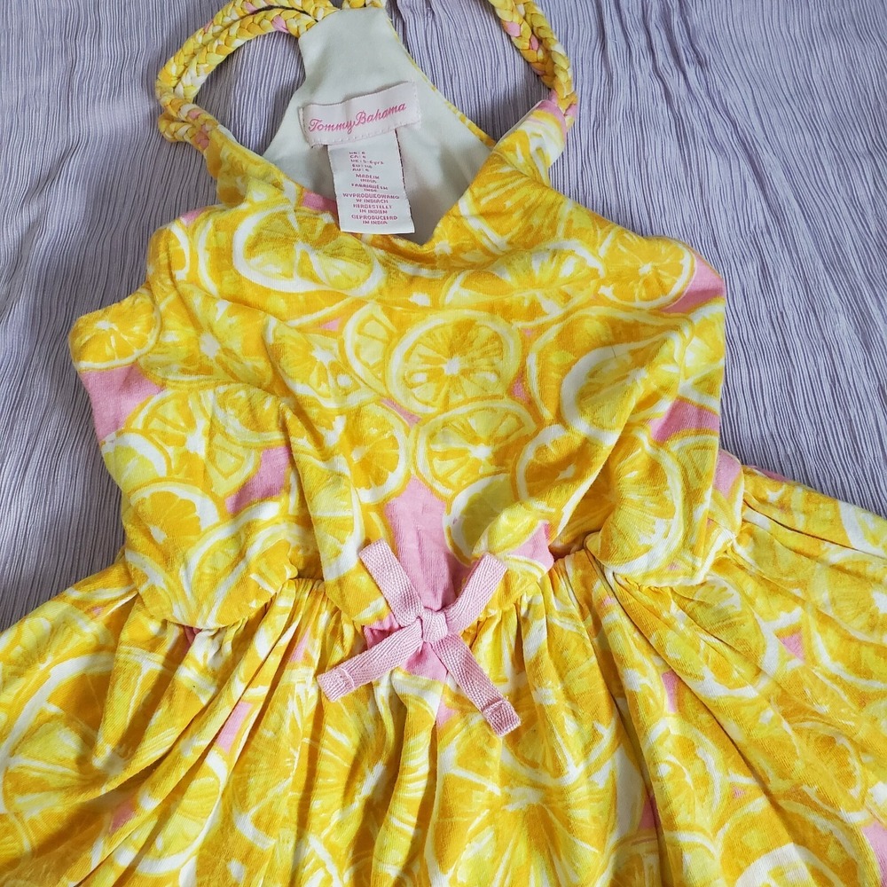 Tommy Bahama Girls Dress Sz 6 Yellow Pink Orange Slice Citrus Dress Spaghetti... - Picture 3 of 5